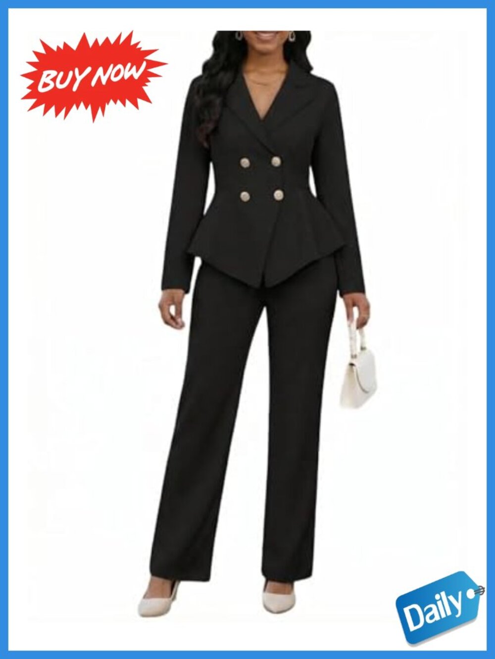 Women's 2 Piece Pantsuit Set Blazer & Straight Leg Pants Business Casual